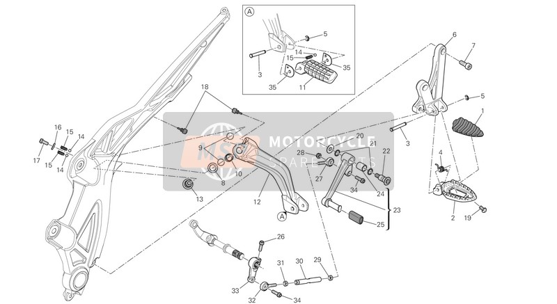 Ducati DIAVEL STRADA EU 2013 Fußstützen links für ein 2013 Ducati DIAVEL STRADA EU