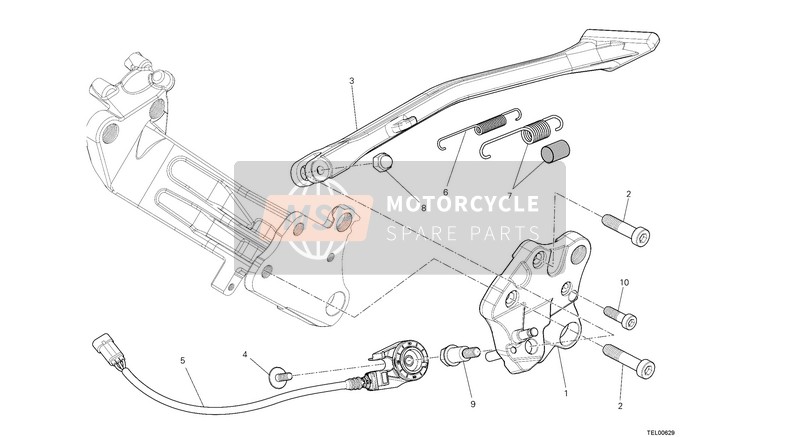 Ducati DIAVEL STRADA EU 2013 Cavalletto laterale per un 2013 Ducati DIAVEL STRADA EU