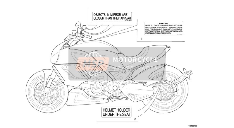 Ducati DIAVEL STRADA USA 2013 Etichetta, avvertimento per un 2013 Ducati DIAVEL STRADA USA