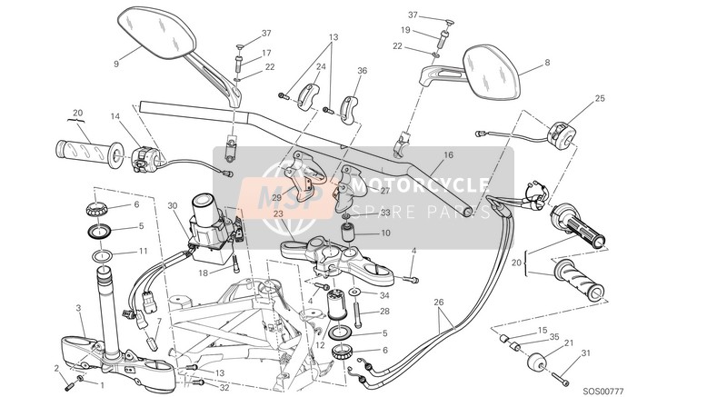 69940204A, Kit Specchio Alluminio Cnc Dx Black, Ducati, 0