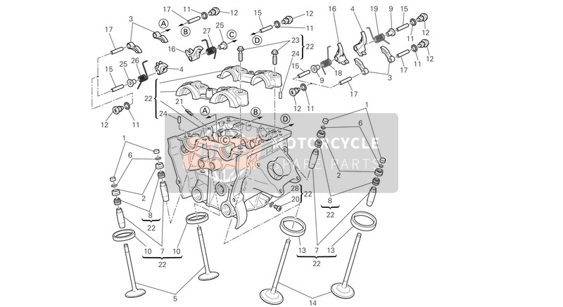 Ducati DIAVEL TITANIUM EU 2015 Testa cilindro verticale per un 2015 Ducati DIAVEL TITANIUM EU