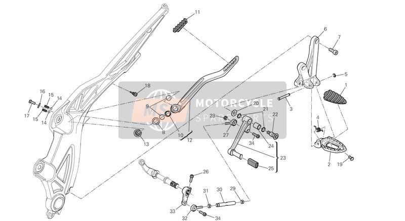 Ducati DIAVEL USA 2015 Fußstützen links für ein 2015 Ducati DIAVEL USA