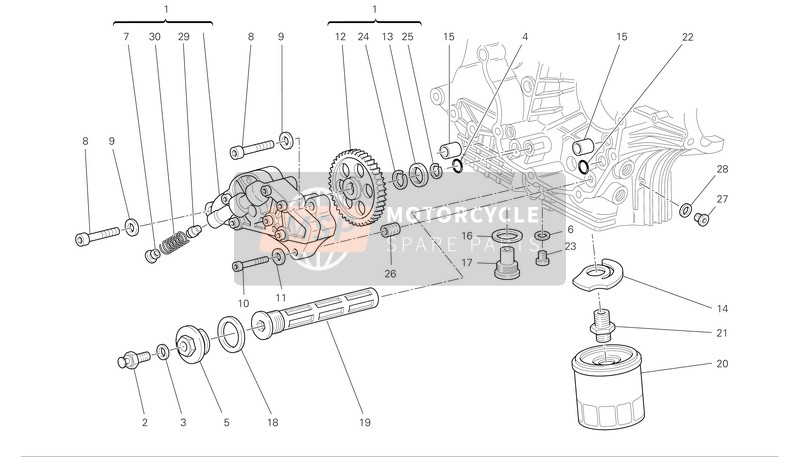 Ducati GT1000 Eu 2008 Filtres et pompe à huile pour un 2008 Ducati GT1000 Eu