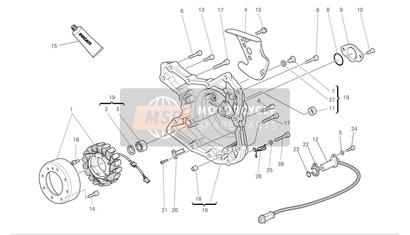 Ducati GT1000 Eu 2008 Alternador-Tapa del cárter lateral para un 2008 Ducati GT1000 Eu