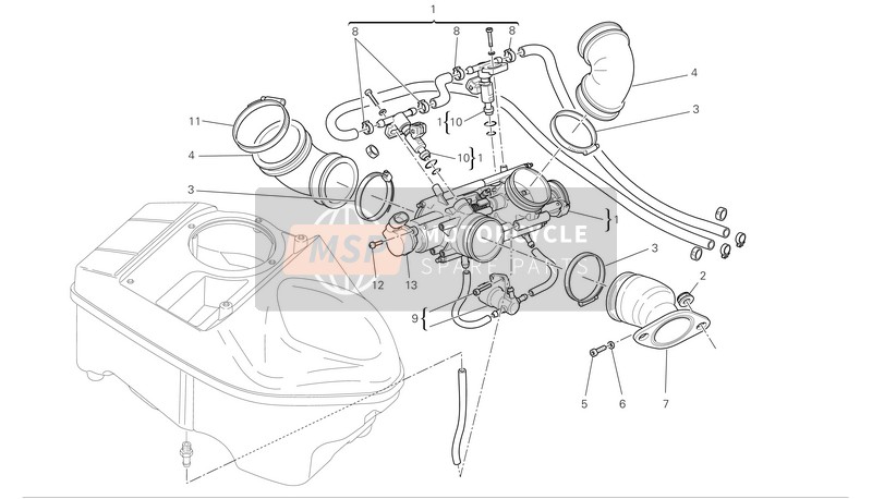 Ducati GT1000 Eu 2008 Intake Manifolds for a 2008 Ducati GT1000 Eu