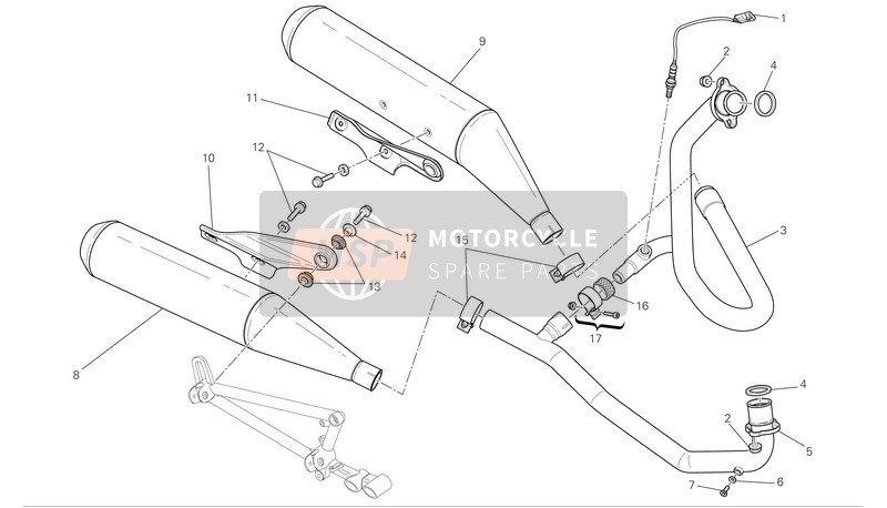 Ducati GT1000 Eu 2008 Sistema de escape para un 2008 Ducati GT1000 Eu