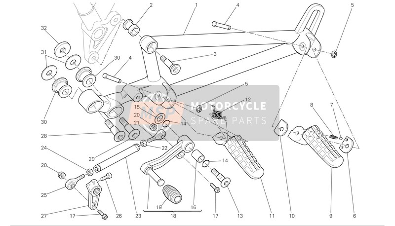 Ducati GT1000 Eu 2008 linke Fußstütze für ein 2008 Ducati GT1000 Eu