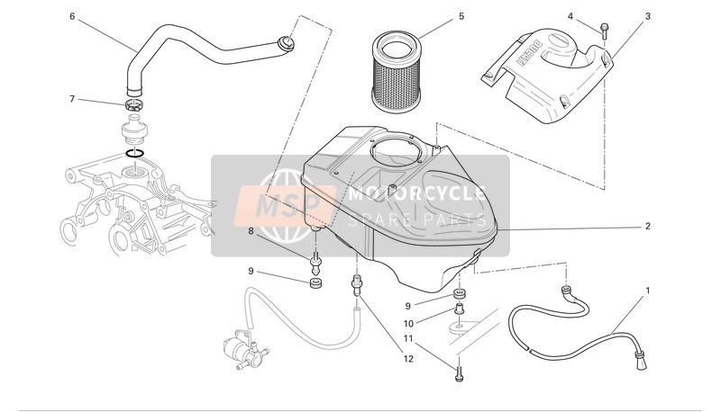 Ducati GT 1000 Eu 2007 LUFTZUFUHR UND KURBELGEHÄUSEENTLÜFTUNG für ein 2007 Ducati GT 1000 Eu