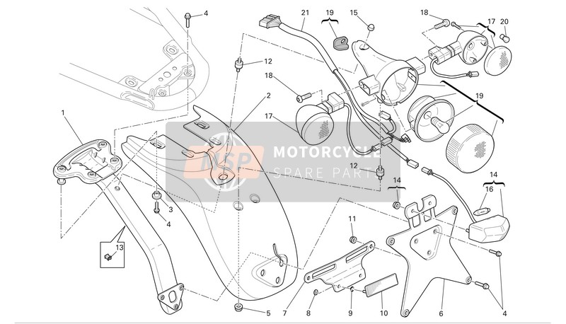 51014351A, Cable, Taillight, Ducati, 2