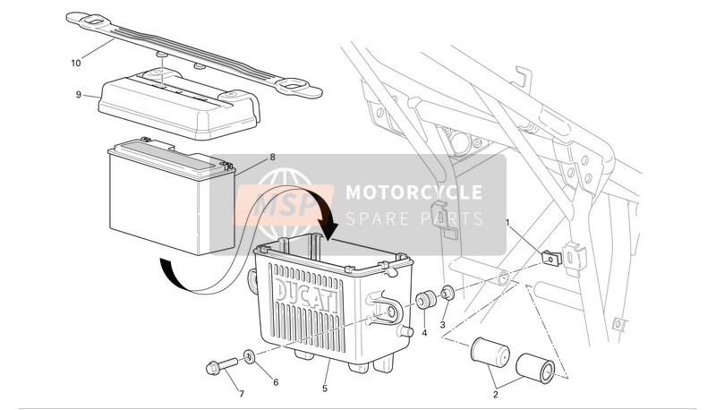 Ducati GT 1000 Eu 2007 Soporte de batería para un 2007 Ducati GT 1000 Eu