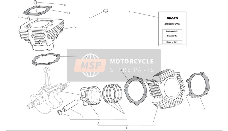 Ducati GT 1000 Eu 2010 Zylinder - Kolben für ein 2010 Ducati GT 1000 Eu