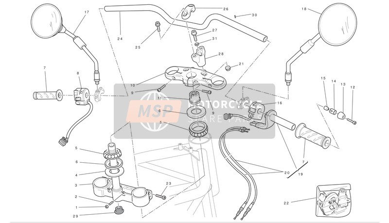 Ducati GT 1000 Eu 2010 Manubrio e comandi per un 2010 Ducati GT 1000 Eu