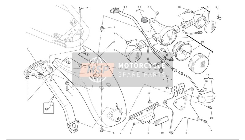 51014351A, Cable, Taillight, Ducati, 1