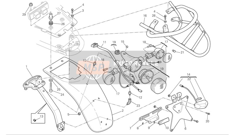 Ducati GT 1000 TOURING Eu 2009 Support de plaque d'immatriculation pour un 2009 Ducati GT 1000 TOURING Eu