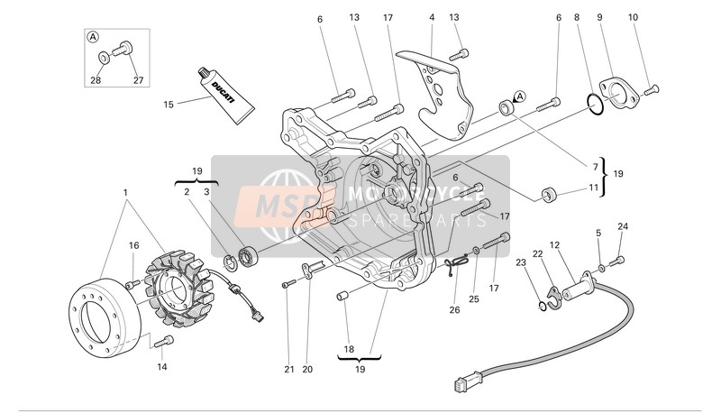 Ducati GT 1000 Usa 2007 Alternador-Tapa del cárter lateral para un 2007 Ducati GT 1000 Usa