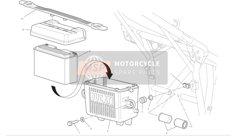 Ducati GT 1000 Usa 2010 Support de batterie pour un 2010 Ducati GT 1000 Usa