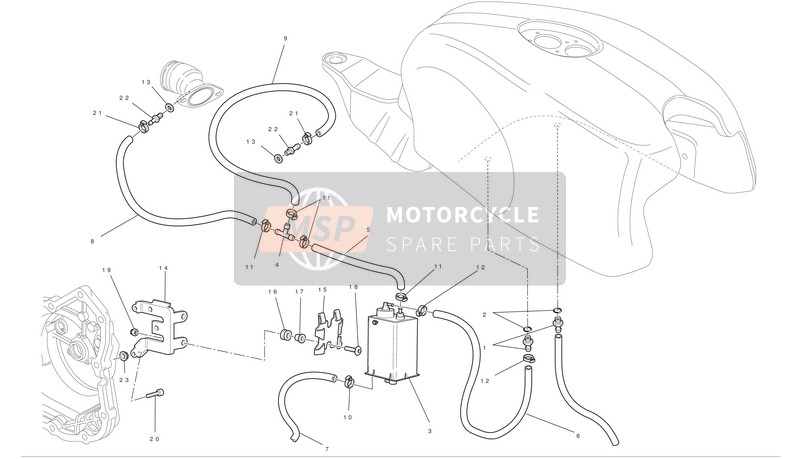 59012801B, Filter/fuel Tank Uitgang Pijp, Ducati, 0