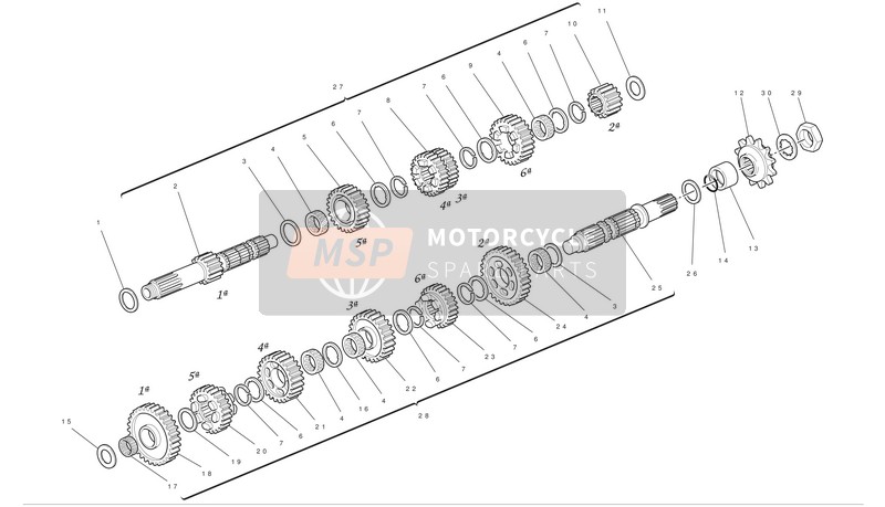 Ducati GT 1000 Usa 2010 Boîte de vitesses pour un 2010 Ducati GT 1000 Usa