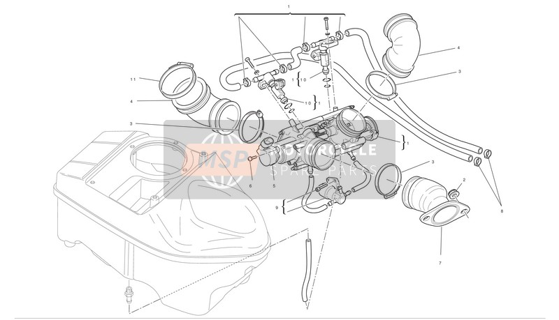 Ducati GT 1000 Usa 2010 Intake Manifolds for a 2010 Ducati GT 1000 Usa