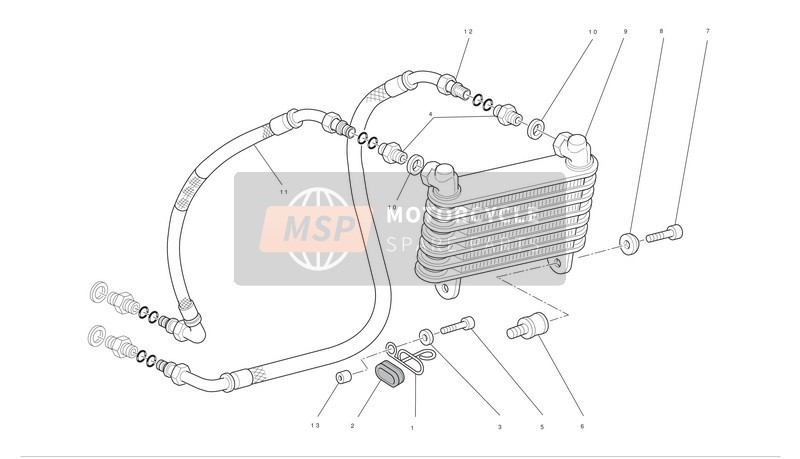 Ducati GT 1000 Usa 2010 Oil Cooler for a 2010 Ducati GT 1000 Usa