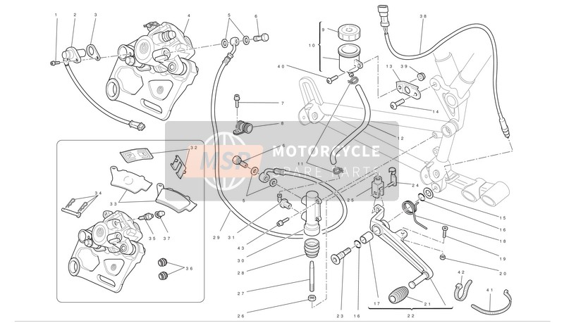 Ducati GT 1000 Usa 2010 Freno idraulico posteriore per un 2010 Ducati GT 1000 Usa