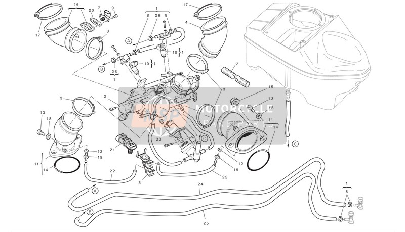 80110311A, Raccord Boite Filtre A Air, Ducati, 0