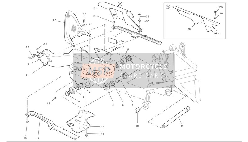 36910111A, Axle, Rear Swing Arm, Ducati, 1