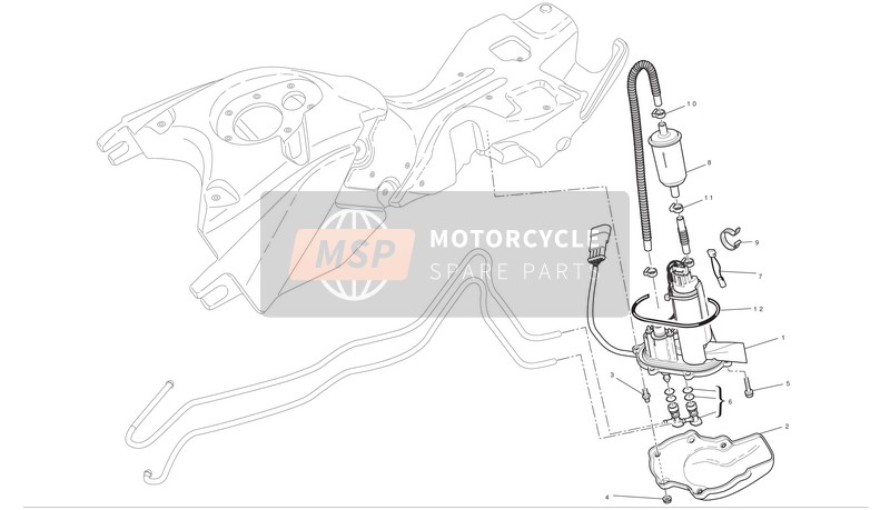 Ducati HYPERMOTAD 1100 EVO SP CORSE EDITION Usa 2012 Sistema di alimentazione carburante per un 2012 Ducati HYPERMOTAD 1100 EVO SP CORSE EDITION Usa