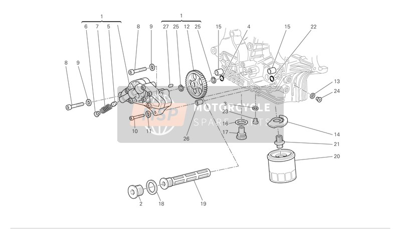 Ducati HYPERMOTARD 1100 Eu 2008 Ölfilter und Ölpumpe für ein 2008 Ducati HYPERMOTARD 1100 Eu