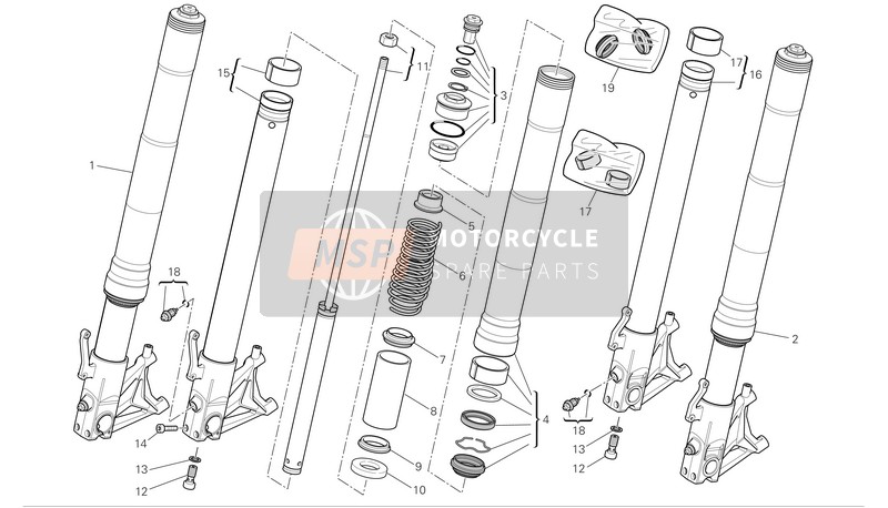 Ducati HYPERMOTARD 1100 Eu 2009 Forcelle anteriori per un 2009 Ducati HYPERMOTARD 1100 Eu