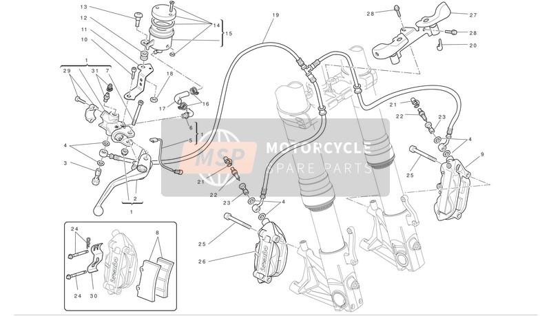 Ducati HYPERMOTARD 1100 EVO Eu 2010 Freno anteriore per un 2010 Ducati HYPERMOTARD 1100 EVO Eu