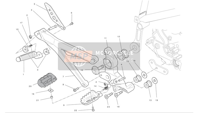 Ducati HYPERMOTARD 1100 EVO Eu 2011 R.H. Repose-pieds pour un 2011 Ducati HYPERMOTARD 1100 EVO Eu