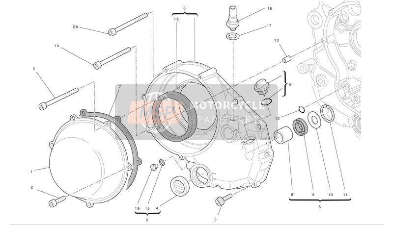 Ducati HYPERMOTARD 1100 EVO Eu 2012 Embrague-Tapa del cárter lateral para un 2012 Ducati HYPERMOTARD 1100 EVO Eu