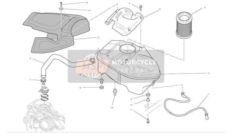 Ducati HYPERMOTARD 1100 EVO SP Usa 2010 Toma de aire - Respiradero de aceite para un 2010 Ducati HYPERMOTARD 1100 EVO SP Usa