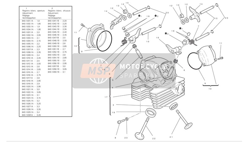 Ducati HYPERMOTARD 1100 EVO SP Usa 2010 Verticale cilinderkop voor een 2010 Ducati HYPERMOTARD 1100 EVO SP Usa