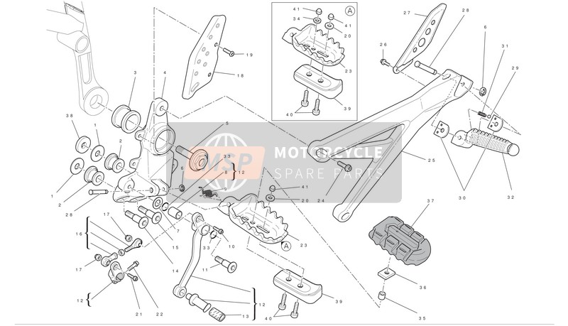Ducati HYPERMOTARD 1100 EVO SP Usa 2011 L.h. Footrests for a 2011 Ducati HYPERMOTARD 1100 EVO SP Usa