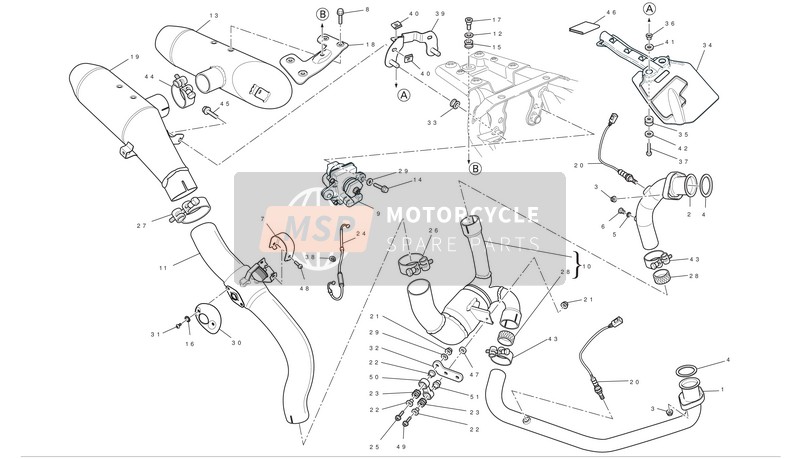 Ducati HYPERMOTARD 1100 EVO Usa 2010 Exhaust System for a 2010 Ducati HYPERMOTARD 1100 EVO Usa