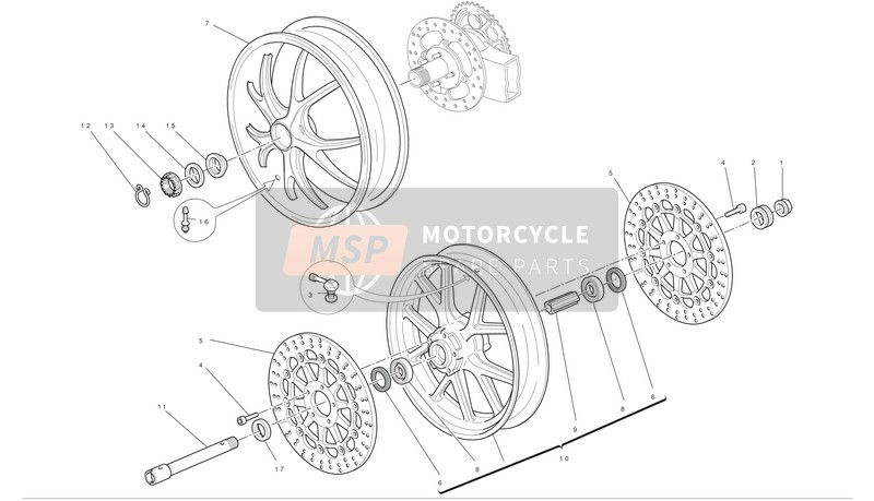 Ducati HYPERMOTARD 1100 EVO Usa 2010 Front And Rear Wheels for a 2010 Ducati HYPERMOTARD 1100 EVO Usa