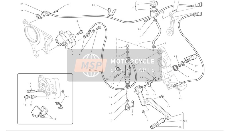 Ducati HYPERMOTARD 1100 EVO Usa 2010 Freno posteriore per un 2010 Ducati HYPERMOTARD 1100 EVO Usa