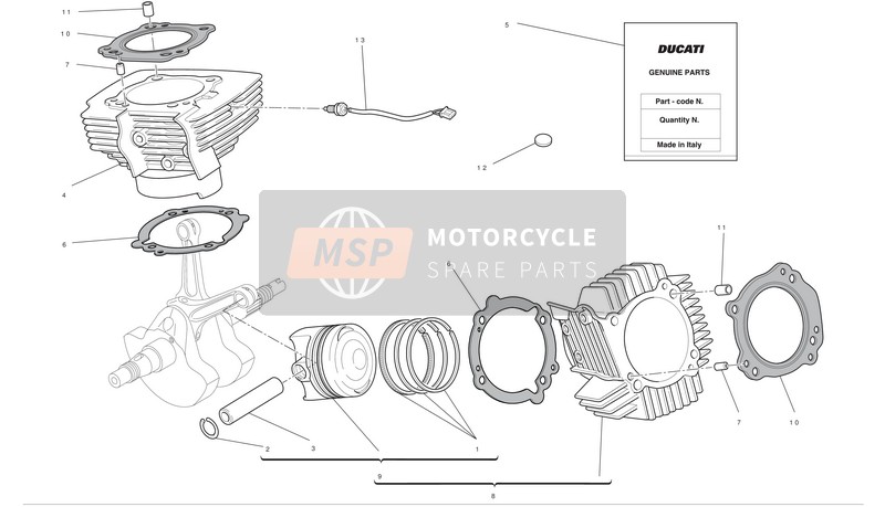 Ducati HYPERMOTARD 1100 EVO Usa 2011 Cylindres - Pistons pour un 2011 Ducati HYPERMOTARD 1100 EVO Usa