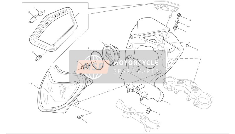 Ducati HYPERMOTARD 1100 EVO Usa 2011 Headlight & Instrument. Panel for a 2011 Ducati HYPERMOTARD 1100 EVO Usa