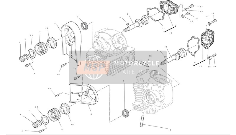 Ducati HYPERMOTARD 1100 EVO Usa 2012 Cabeza de cilindro : Sistema de cronometraje para un 2012 Ducati HYPERMOTARD 1100 EVO Usa