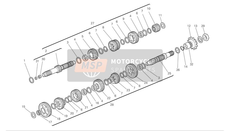 Ducati HYPERMOTARD 1100 S Eu 2008 Versnellingsbak voor een 2008 Ducati HYPERMOTARD 1100 S Eu