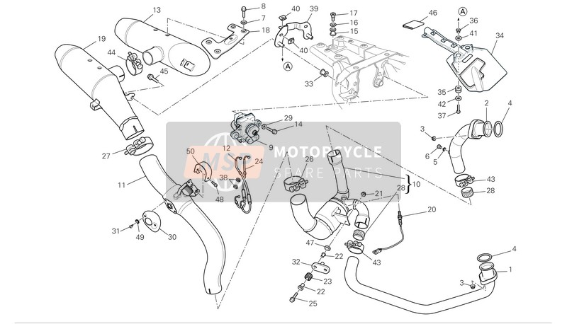 Ducati HYPERMOTARD 1100 S Eu 2008 ABGASSYSTEM für ein 2008 Ducati HYPERMOTARD 1100 S Eu