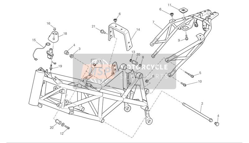 Ducati HYPERMOTARD 1100 S Eu 2008 Frame voor een 2008 Ducati HYPERMOTARD 1100 S Eu