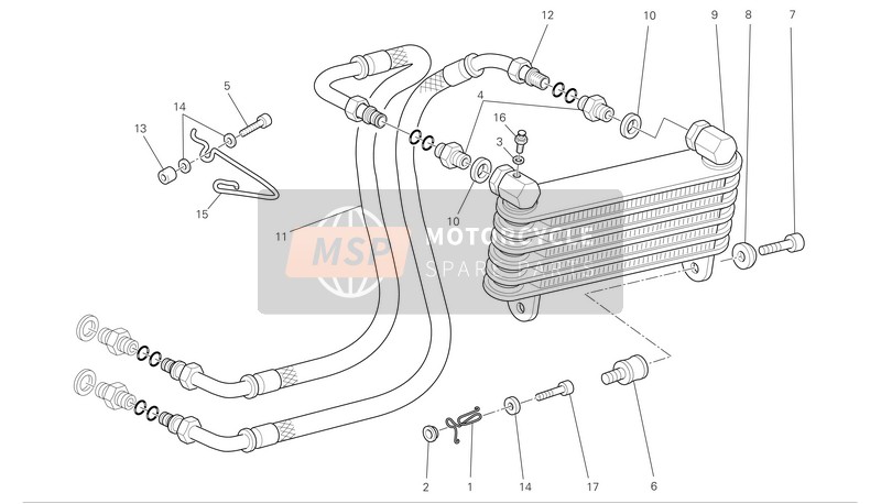 Ducati HYPERMOTARD 1100 S Eu 2008 Oil Cooler for a 2008 Ducati HYPERMOTARD 1100 S Eu