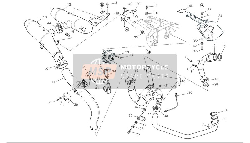 Ducati HYPERMOTARD 1100 S Eu 2009 ABGASSYSTEM für ein 2009 Ducati HYPERMOTARD 1100 S Eu