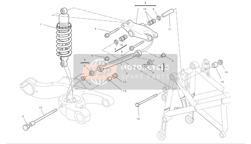 Ducati HYPERMOTARD 796 Eu 2010 Suspensión trasera para un 2010 Ducati HYPERMOTARD 796 Eu