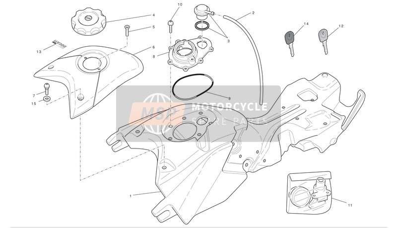 Ducati HYPERMOTARD 796 Eu 2010 Réservoir d'essence pour un 2010 Ducati HYPERMOTARD 796 Eu