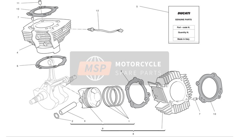 Ducati HYPERMOTARD 796 Eu 2011 Cylindres - Pistons pour un 2011 Ducati HYPERMOTARD 796 Eu